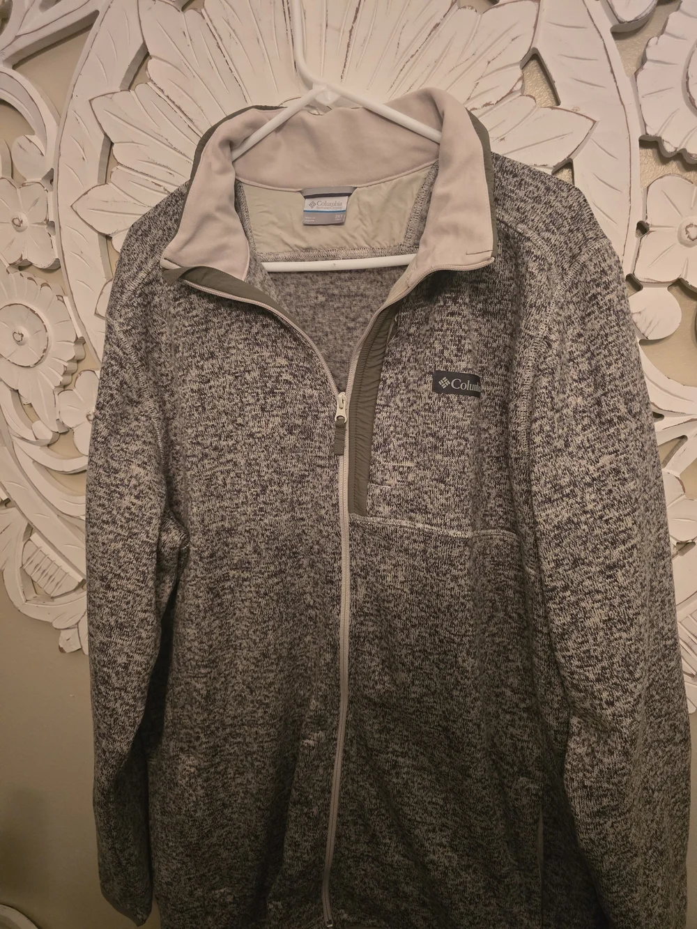 Columbia Men's Grey Full-Zip Heathered Fleece Sweater
